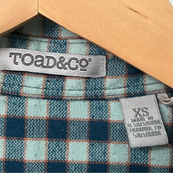 Toad & Co Blue Plaid Button Front Shirt  Wool Blend - Picture 6 of 6